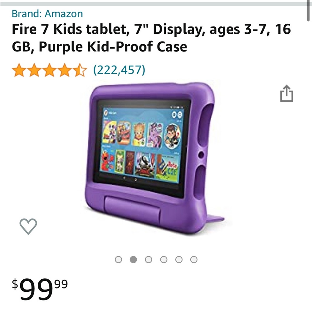 Fire 7 kids tablet, purple.